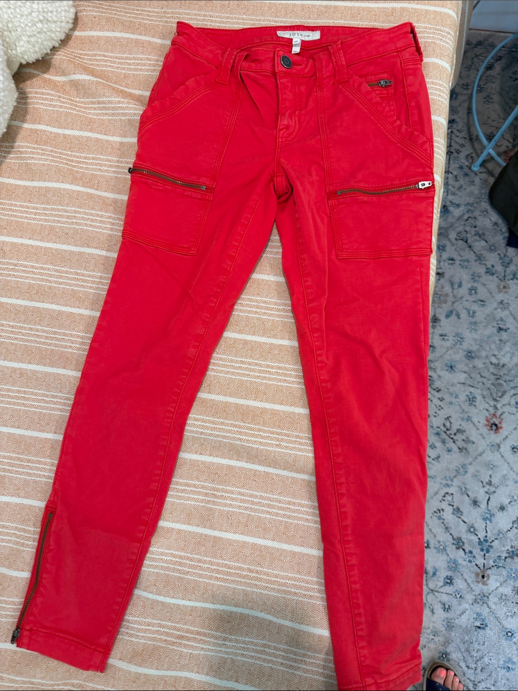 Joie Red Skinny Zip-Pocket Jeans